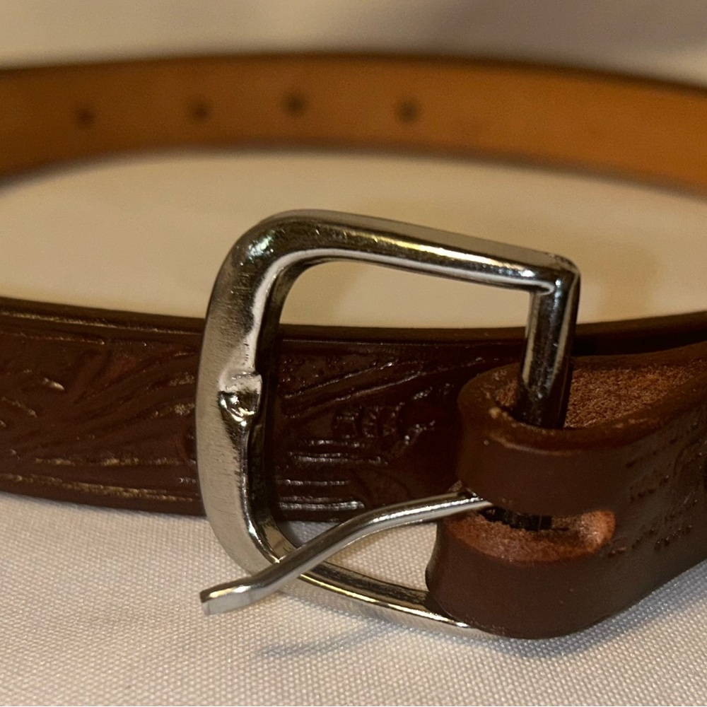 Elegant Brown Belt with Silver Buckle